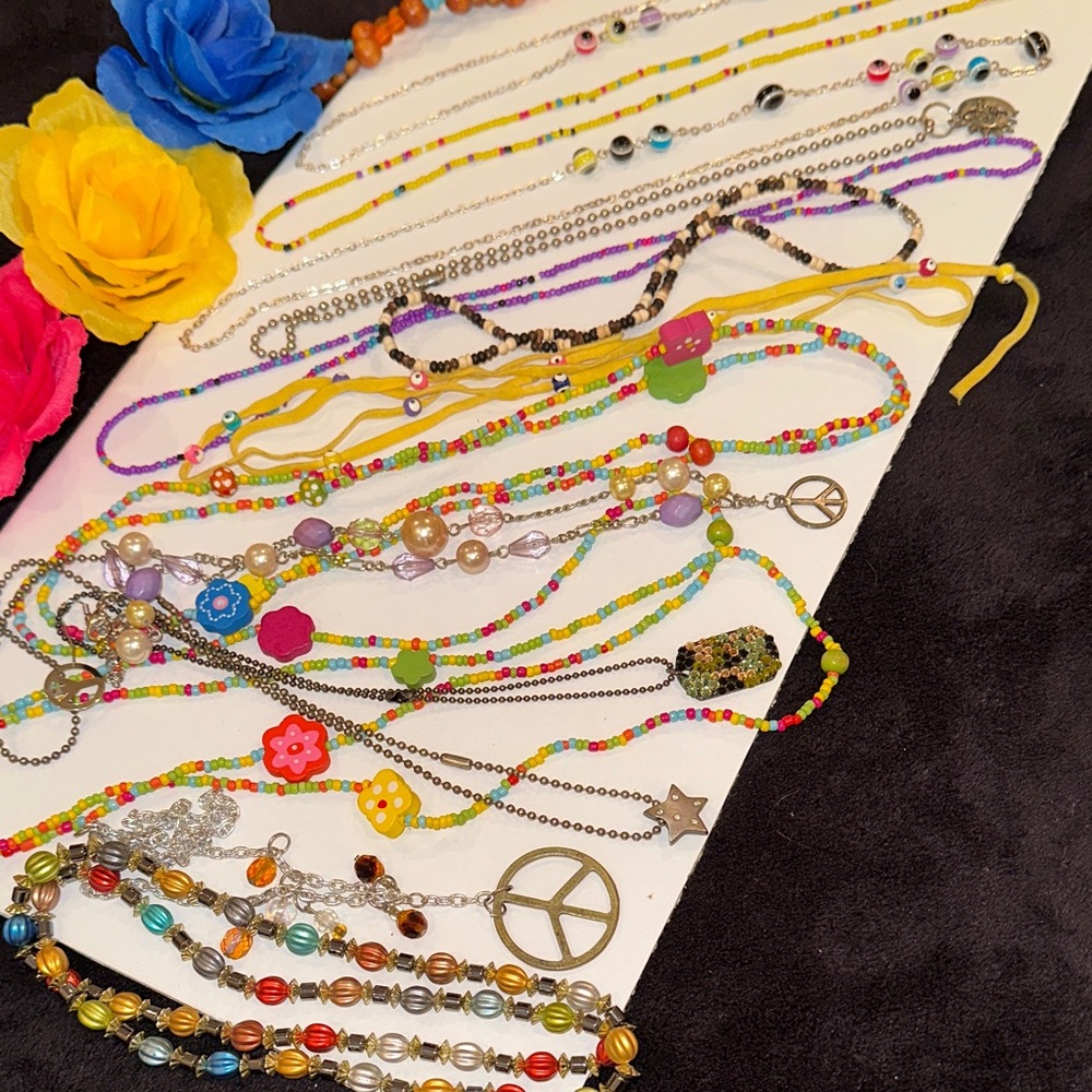 Colorful Necklace collection Boho Hippie Lot #Z
